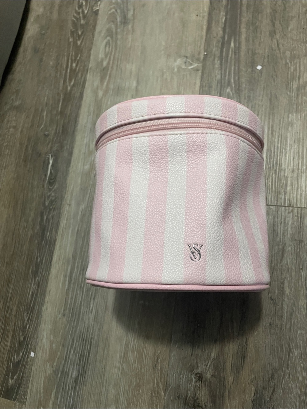Victoria's Secret Pink & White Striped Cosmetic Train Case